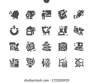 School Subjects Well-crafted Pixel Perfect Vector Solid Icons 30 2x Grid for Web Graphics and Apps. Simple Minimal Pictogram