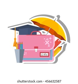 school supplies, Back to School concept, vector illustrations.
