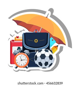 school supplies, Back to School concept, vector illustrations.