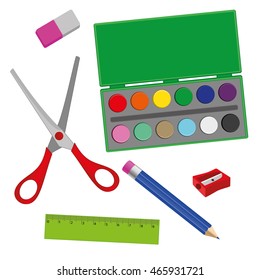 School supplies. Back to school. Vector illustration