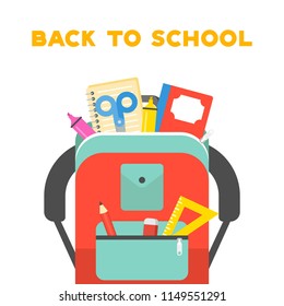 school supplies and school bag , back to school theme