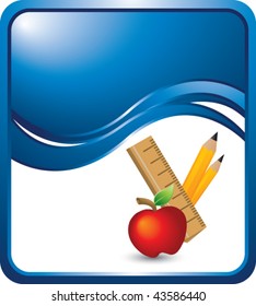 school supplies blue wave backdrop
