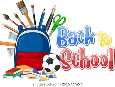 Schulmaterial und Bücher mit Rucksack