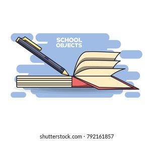 school supplies books education concept