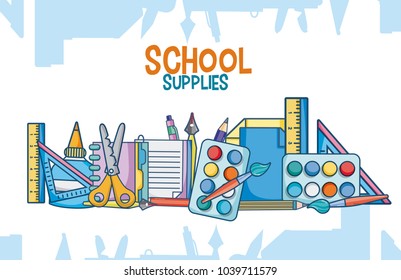 School supplies cartoons