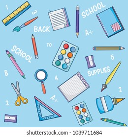School supplies cartoons