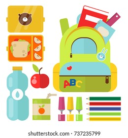 School supplies children stationary educational accessory student notebook vector illustration.