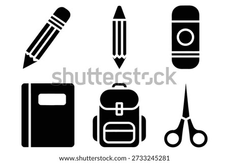 School supplies collection pencil eraser