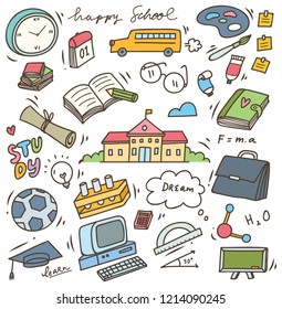 school supplies doodle, back to school vector element