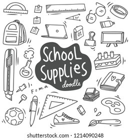 school supplies doodle, back to school vector element