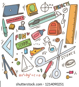 school supplies doodle, back to school vector element