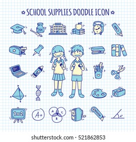 School supplies doodle icon