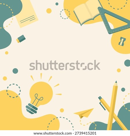 School supplies education background with copy space
