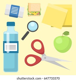 School supplies educational accessory student vector illustration.