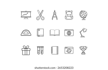 Material escolar e iconos educativos Aprendizaje