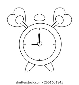 Elemento de útiles escolares, reloj para la decoración del aula. línea de doodle, archivo de Vector.
