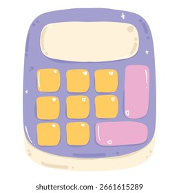 Elemento de útiles escolares, Clipart dibujado a mano, calculadora para la decoración del aula, archivo de Vector.