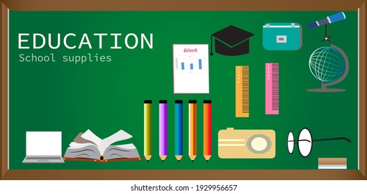School Supplies Exquisite Pattern Vector