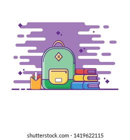 School Supplies Flat Design Illustration