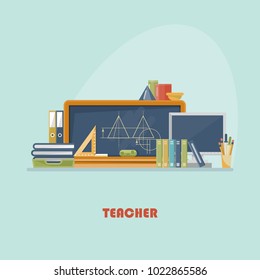School supplies in flat style