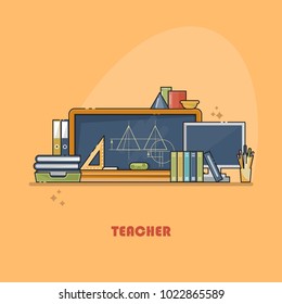 School supplies in flat style