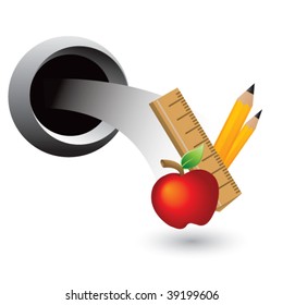 school supplies flying out of hole