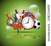 School supplies - glossy background