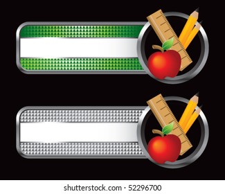 school supplies green and silver checkered tabs