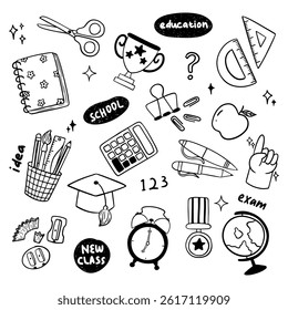 School Supplies Hand Drawn Doodle Set