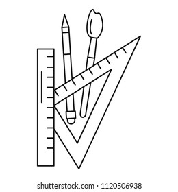 School supplies icon. Outline school supplies vector icon for web design isolated on white background