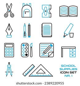 school supplies - icon set