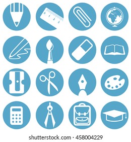 School supplies. Icon set