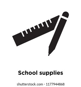 School supplies icon vector isolated on white background, logo concept of School supplies sign on transparent background, filled black symbol