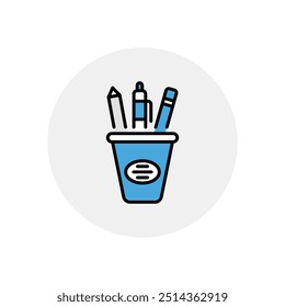 School supplies icon vector stock illustration