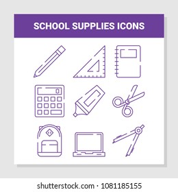School Supplies Icons Set