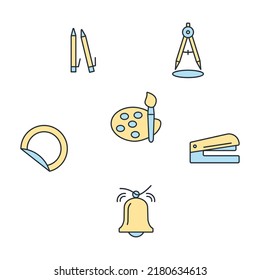 school supplies icons set . school supplies pack symbol vector elements for infographic web