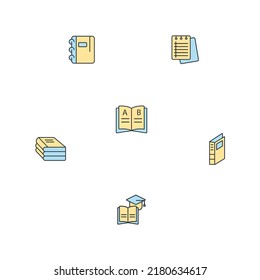 íconos de suministros escolares configurados. material escolar empaca símbolos vectores para web infográfica