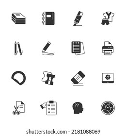school supplies icons set . school supplies pack symbol vector elements for infographic web