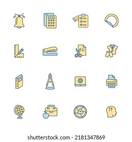 school supplies icons set . school supplies pack symbol vector elements for infographic web