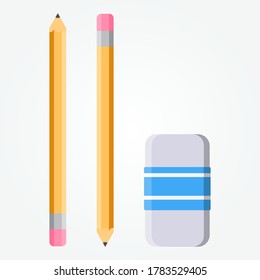 school supplies icons set of pencils and eraser