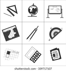 School supplies icons, vector illustration