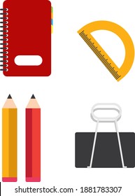 School supplies ,illustration, vector on white background.