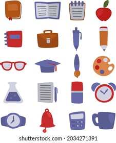School supplies, illustration, vector, on a white background.