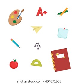 School supplies. Isolated elements on white background. Vector illustration