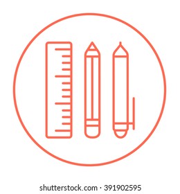 School supplies line icon.