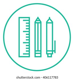 School supplies line icon.