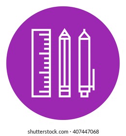 School supplies line icon.