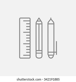School supplies line icon for web, mobile and infographics. Vector dark grey icon isolated on light grey background.