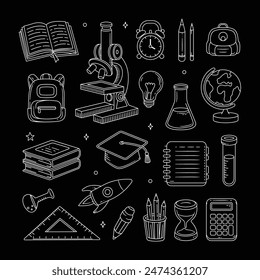 School supplies object doodle hand drawn vector illustration