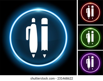 School Supplies on Glow Round Button